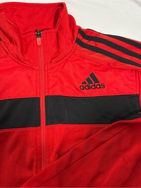 Adidas Men’s Red and Black Track Jacket, Size Medium